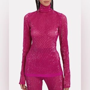 LAQUAN SMITH pink Paillette-Embellished Turtleneck Top sequins size medium women
